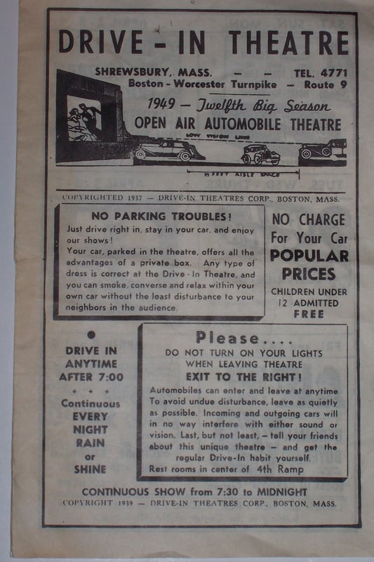This is an Orginial Authentic Ad for The Shrewsbury Drive-In In the Fin Print it says(C) Copyright 1937 The Very bottom Copyright 1939 I am Happy to be the Proud owner of this This to me is a One of a Kind and found to be Extremely Rare. Thank you