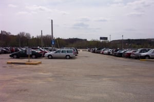 view of parking lot where the second screen was formerly located.