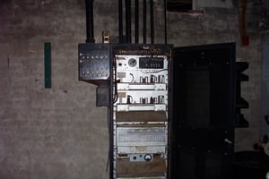 equipment rack in projection booth