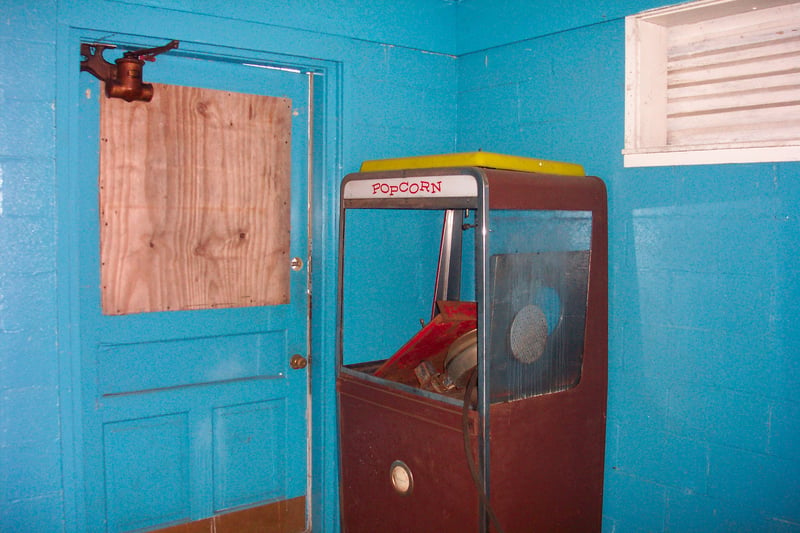 old popcorn machine inside snack bar