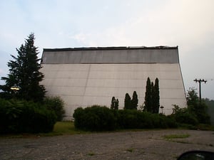 rear of the screen on the way into the drive-in