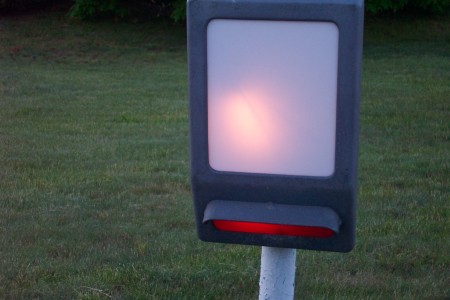 light post on entrance driveway.