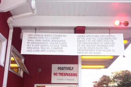 sign over one of the ticket booths.