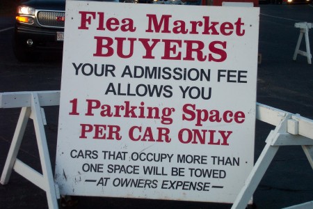 Flea market advisory sign.