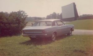 This is a photo of my 1968 Ford Falcon at the Timonium Drive-In with the screen in the background. I was the assistant manager at TDI at this time.