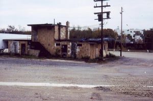 Projection/concession building with screen
in background on right