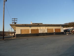 front side of former snack barprojection building