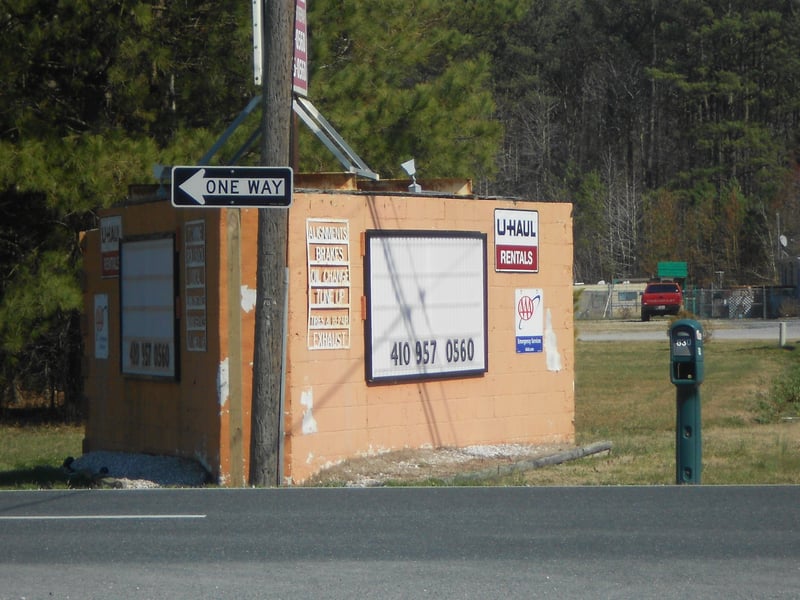 Cement base of the original theater marquee