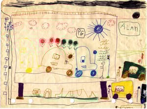 A six-year-old's first interpretation of the Super Chief, drawn in July 1973.

