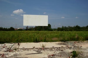 Screen 1 taken from old concession stand. Getting overgrown, but no trees. There's hope!