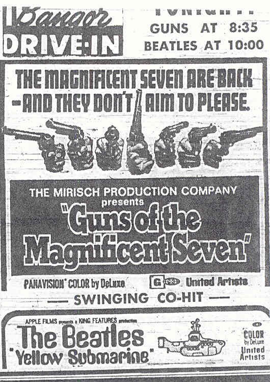 Bangor Drive-In ad; July 4, 1969 regular show