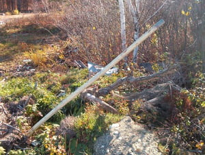 Old speaker poles and a bent light pole found on the grounds.