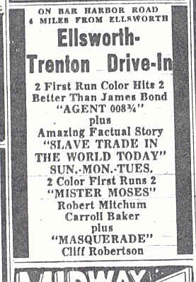 Ellsworth/Trenton Drive In ad July 3/4, 1965
