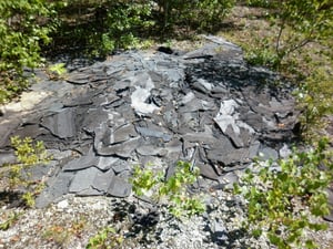 One of two piles of roof covering I found