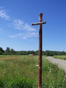 Former entrance marker light post.  This was the only evidence I could find of the original drive-in.