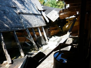 A large portion of the roof collapsed into the snack bar