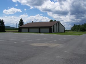 Church building sitting approximately where the screen was.