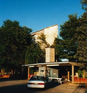 Box office & tower in the trees