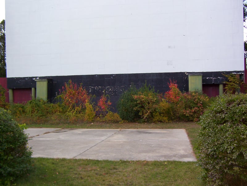 Photo of flat cement area in front of screen at Saco Drive-In. Does anyone know if this was the dance floor I've heard mentioned?