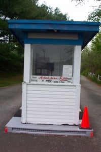 Entrance road with box office.