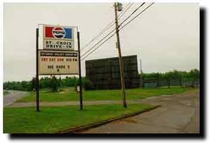 Main entrance to the St. Croix Valley Drive-in off of Route 1 in Baring, Maine