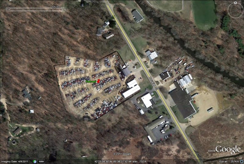 Google Earth image of former site-now an auto salvage business
