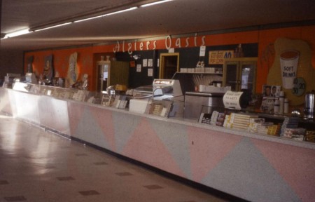 Interior of concession stand as it was orginally. It was later changed to a self-serve with 4 lanes