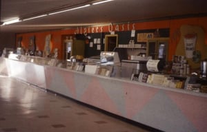 Interior of concession stand as it was orginally. It was later changed to a self-serve with 4 lanes