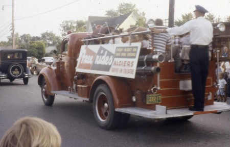 This firetruck was used to give rides to patrons before the movie. The playground also featured a merry-go-round with firetrucks, a train, 8 baby swings,8 full-sized swings, 2 slides and 2 people powered merry-go-rounds.