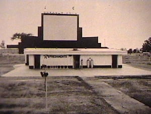 Auto Theater screen tower and snack bar, photo from the 1948-49 Theatre Catalog