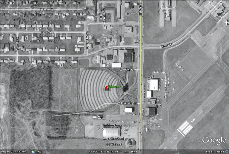Google Earth image of site-per Michigandriveins.com the Kalamazoo Auto Theatre and Portage Drive-In were the same.  Address should be 5528 Portage