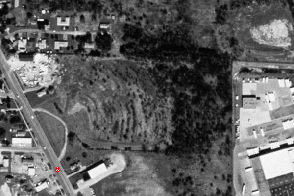 TerraServer image of shrubby ramps and access road.