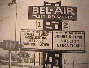 Bel Air Twin marquee from February 14, 1972 issue of Boxoffice magazine