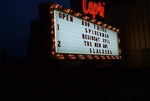 The fabulous new marquee at the Capri Drive-In.