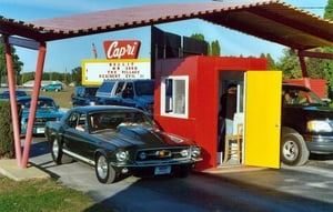 Mustang show at the Capri 9-18-04, more pics at michigandriveins.com.