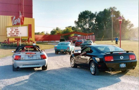 Mustang show at the Capri 9-18-04, more pics at michigandriveins.com.