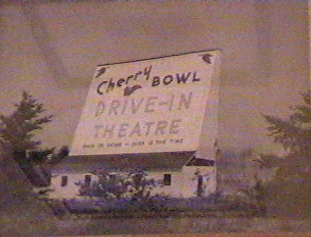 Cherry Bowl screen tower, this 1950's photo is hanging in the Cherry Bowl concession stand.