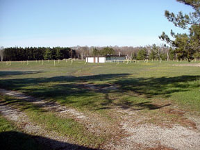 Real Estate photo of parking area and concession building.