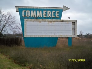 The street sign still remains