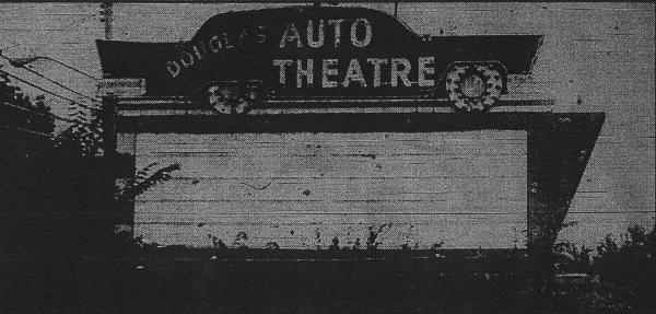 Douglas Auto marquee from a June 1985 article in the Kalamazoo Gazette untitled Sadly, auto theaters are driving into the sunset