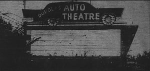 Douglas Auto marquee from a June 1985 article in the Kalamazoo Gazette untitled Sadly, auto theaters are driving into the sunset

