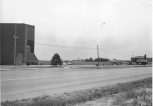 East Side screen tower, ticket booth, and marquee