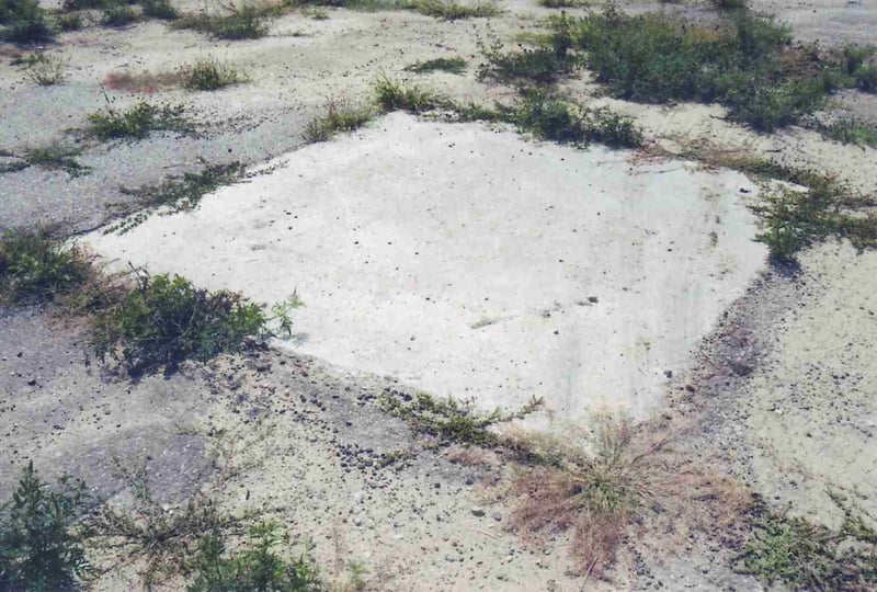 Concrete slab where the ticket booth was standing