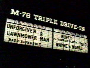 M-78 Drive-In marquee, photo by Daryl Burgess.