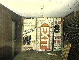 M-78 opening sign from 1969, later used to board up restroom entranceway.