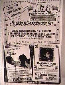M-78 Twin opening night ad from the Friday November 7th, 1969 edition of the Lansing State Journal.