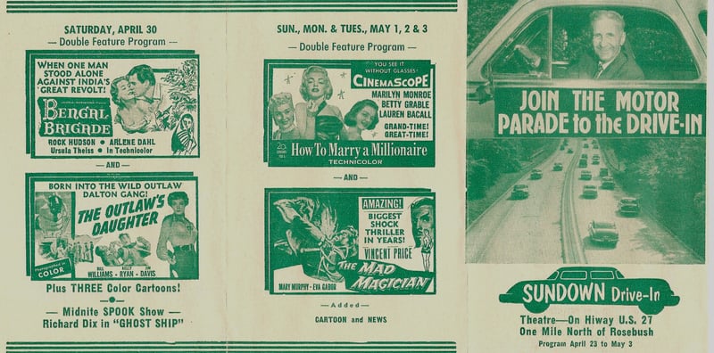 1954 Flyer for the Sundown Drive-In