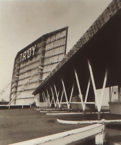 The Troy Drive-In screen tower and box offices.