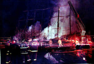 fire of original wood screen, march 20, 1997