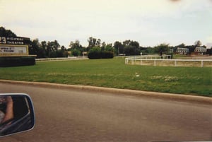 A fire burned down the original screen tower in March 1997. We were fortunate enough to be there when the new screen was going up. You can see the new screen laying flat in the background.